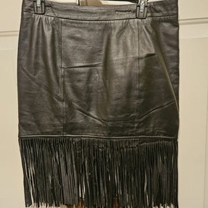 Leather fringe skirt